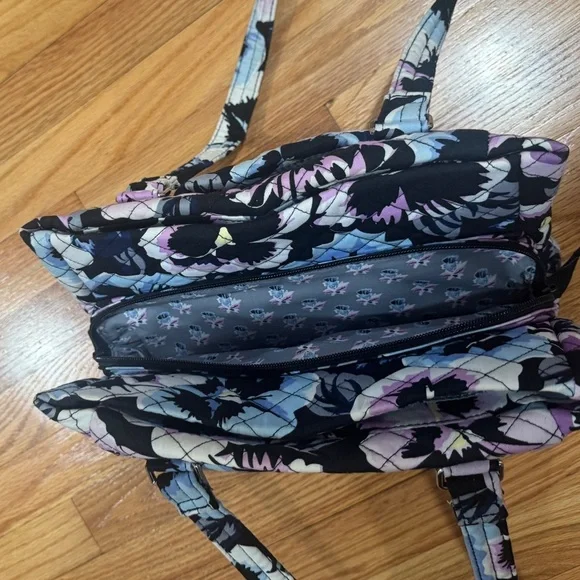 Vera Bradley Floral Shoulder Bag - Black, Blue, Purple - Picture 4 of 4